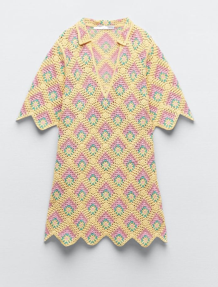 Dress Yellow Crochet Handmade