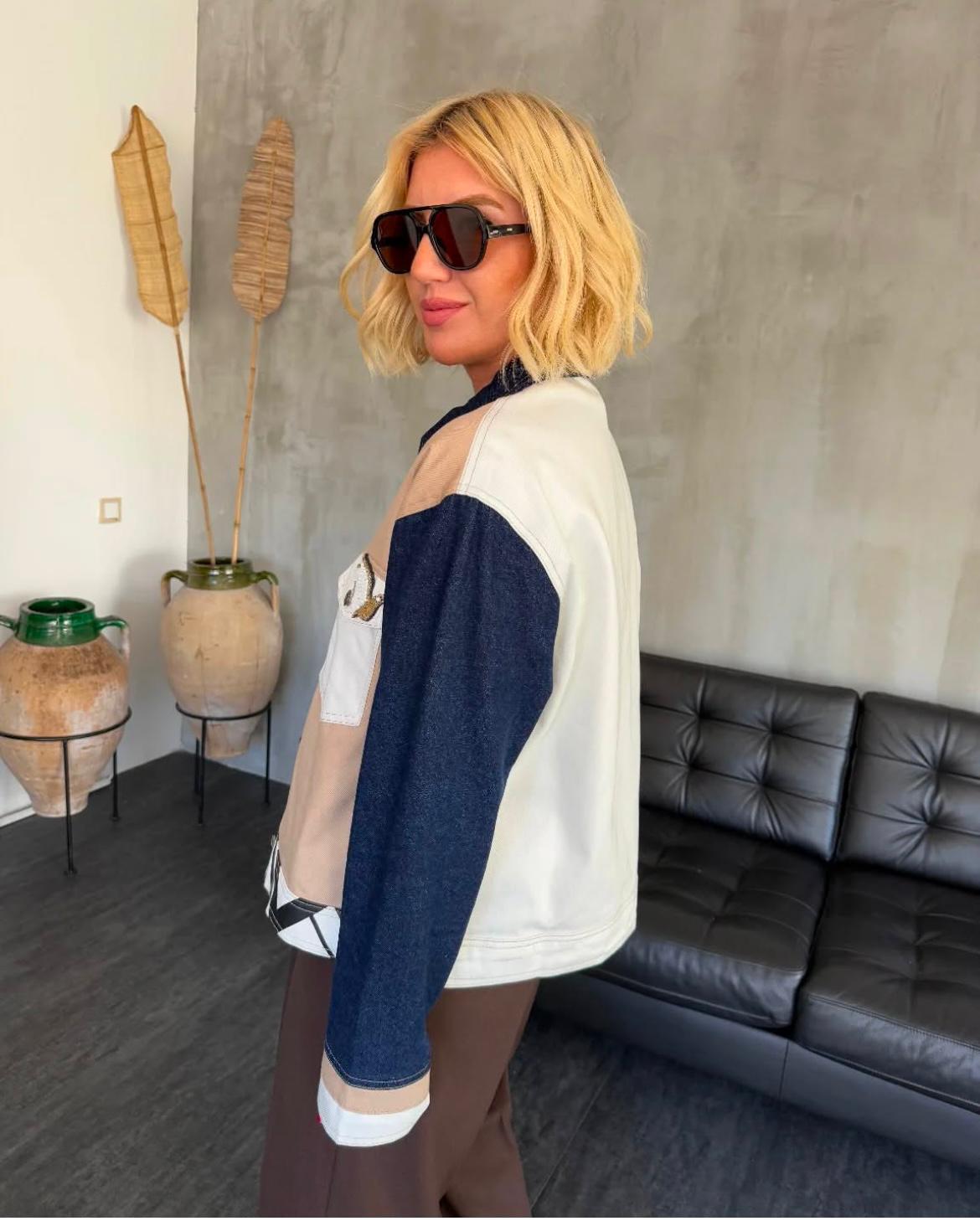 Jacket dark denim bird