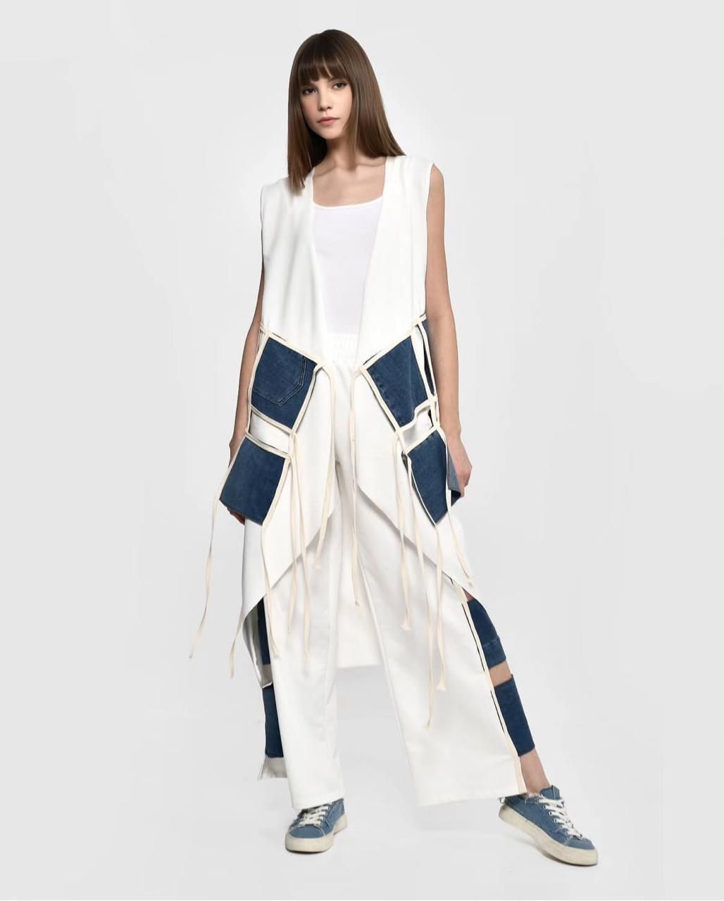 Set White Long Fringes