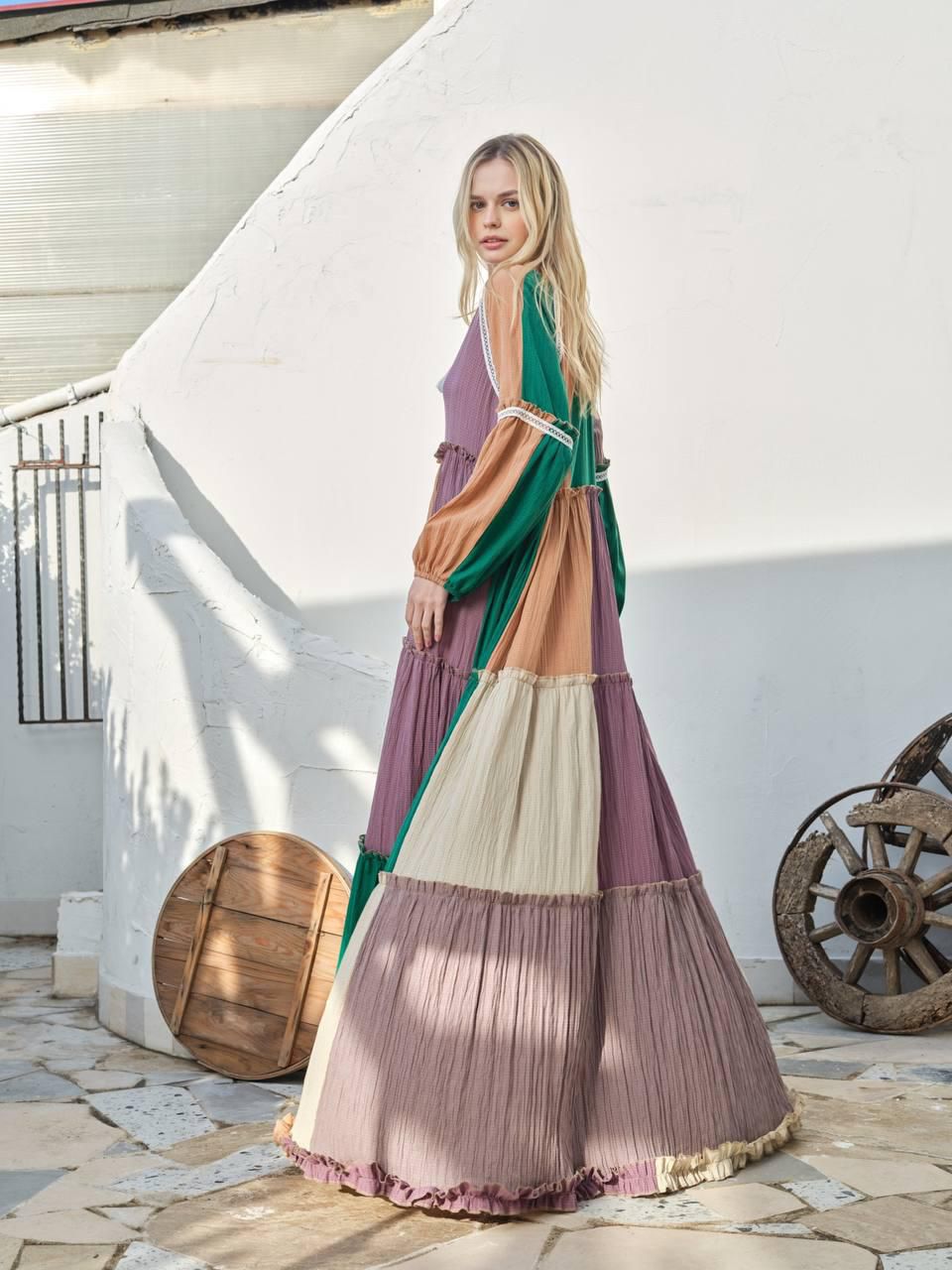Long Dress Green Camel