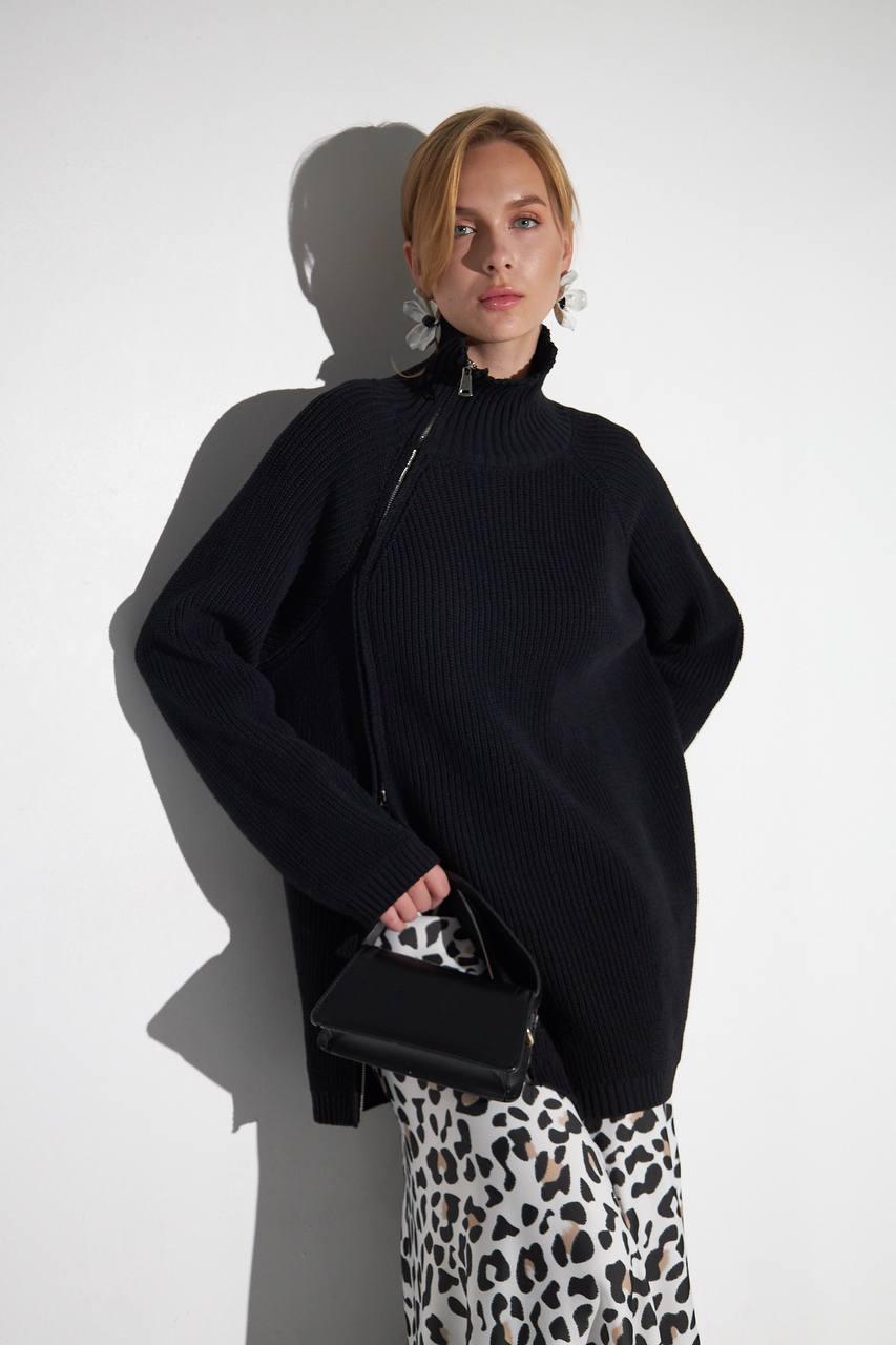 Cardigan Knit Zipper Black