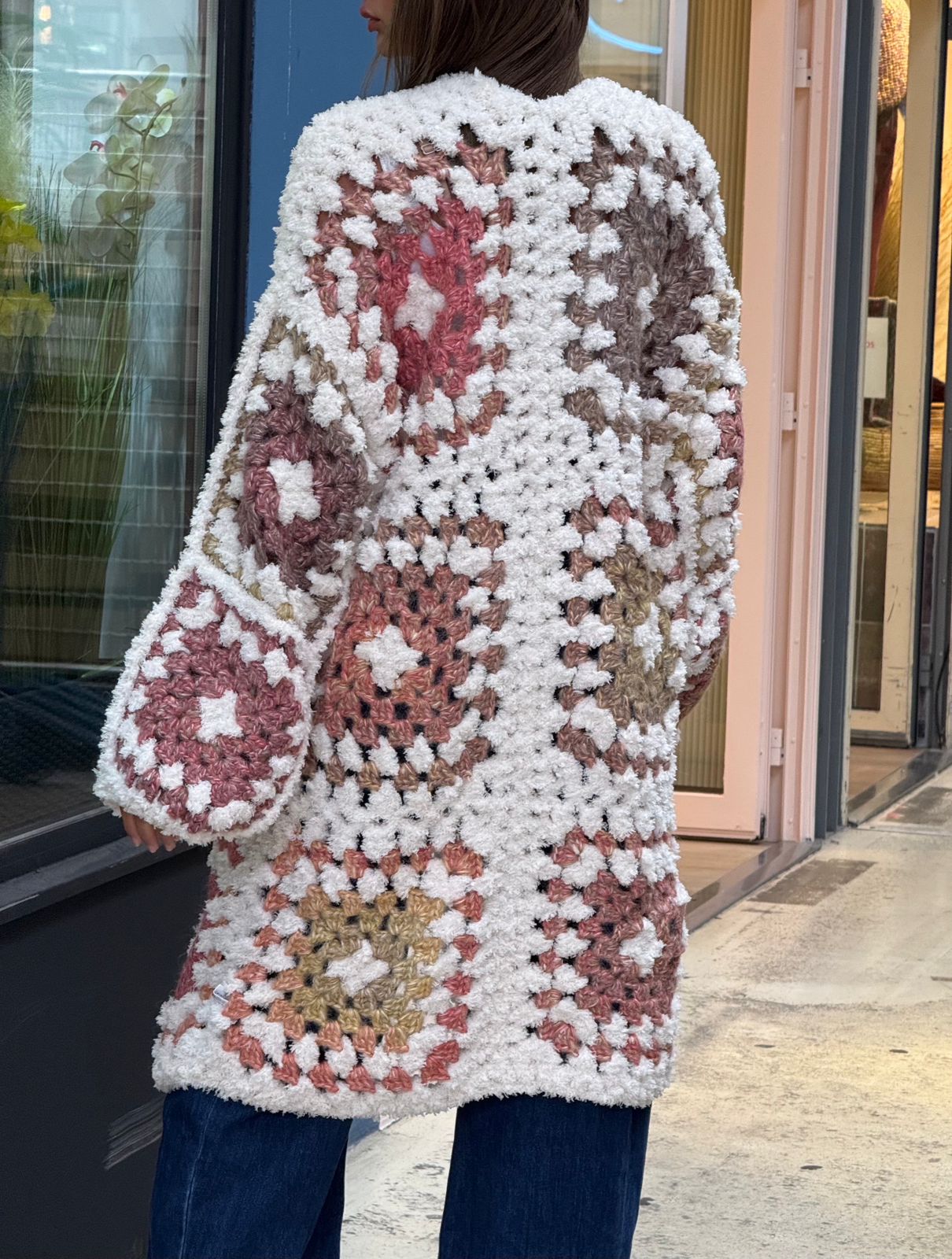 Cardigan Long Crochet Mustard