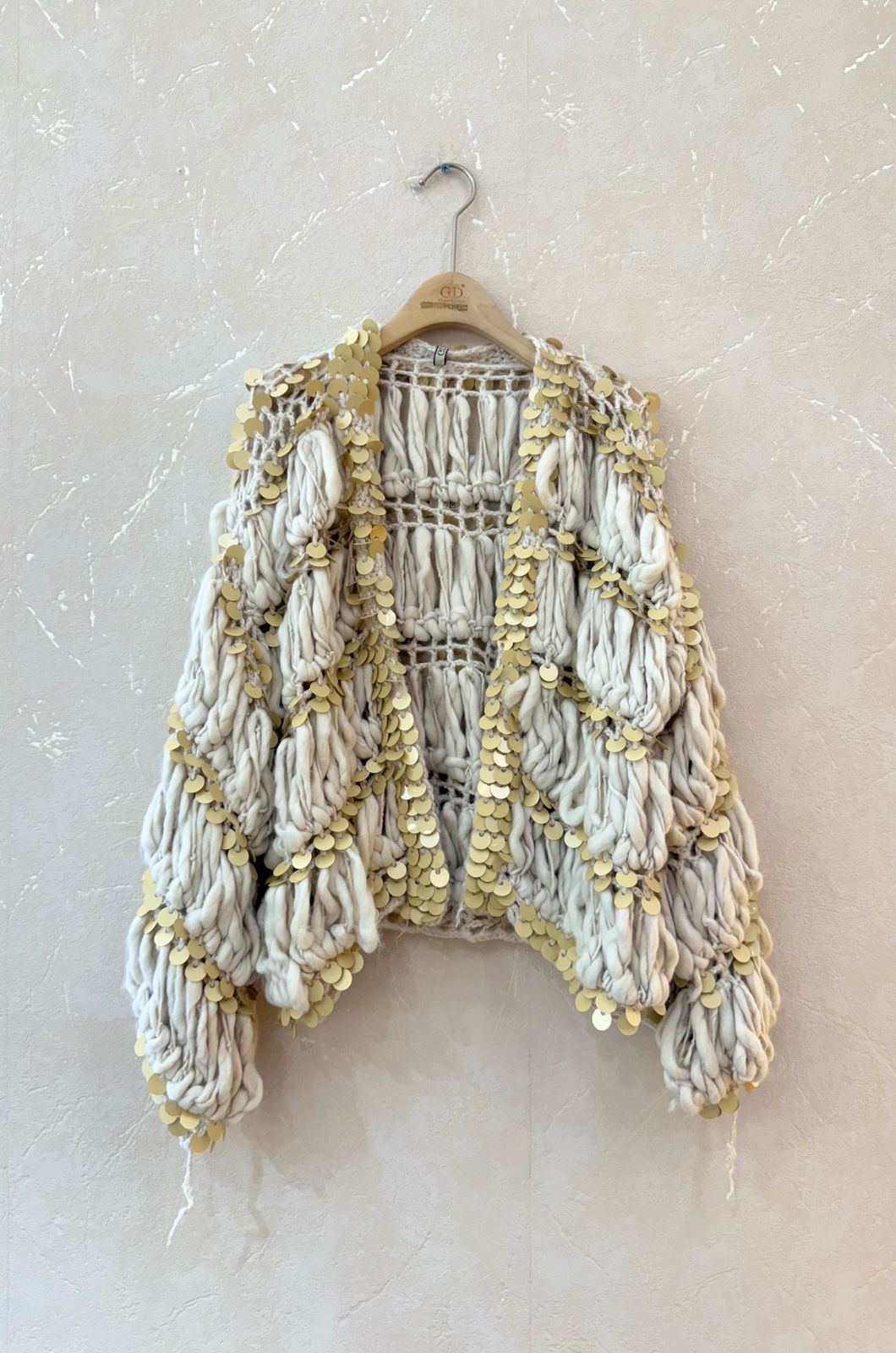 Cardigan Handmade Off White Gold