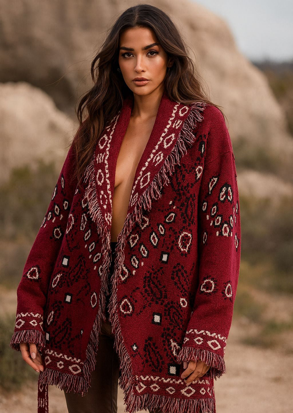 Bandana Cardigan Burgundy