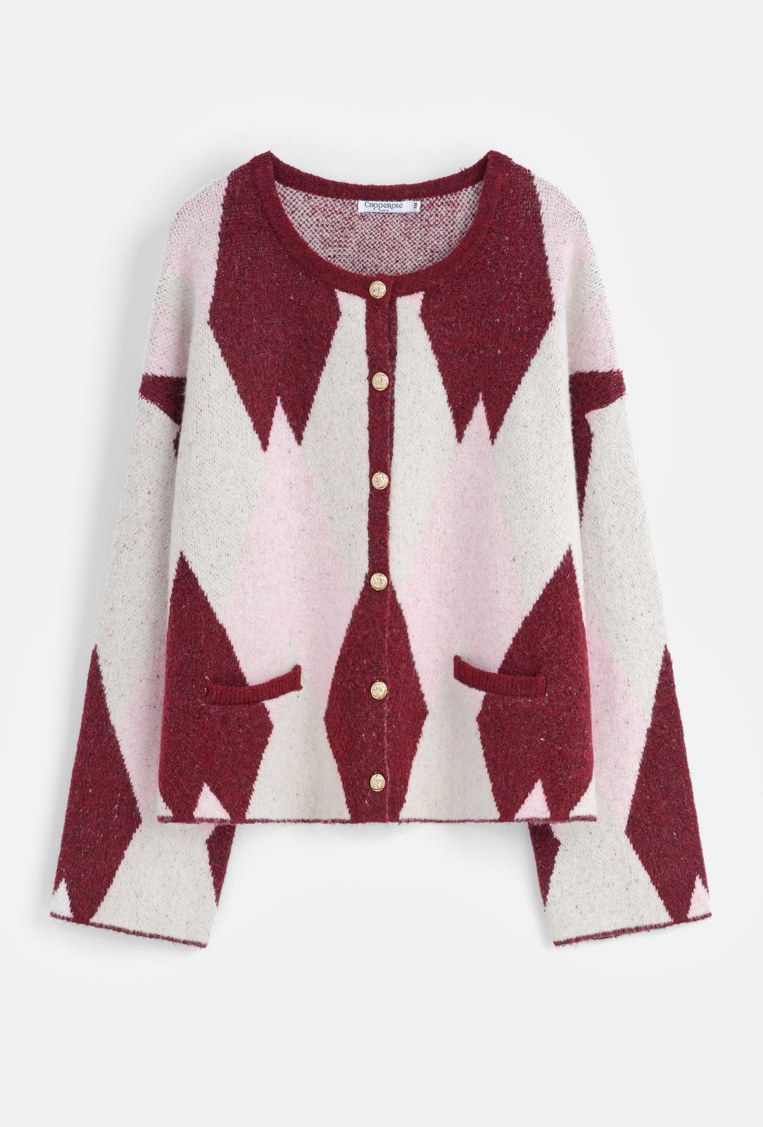 Cardigan Argyle Burgundy