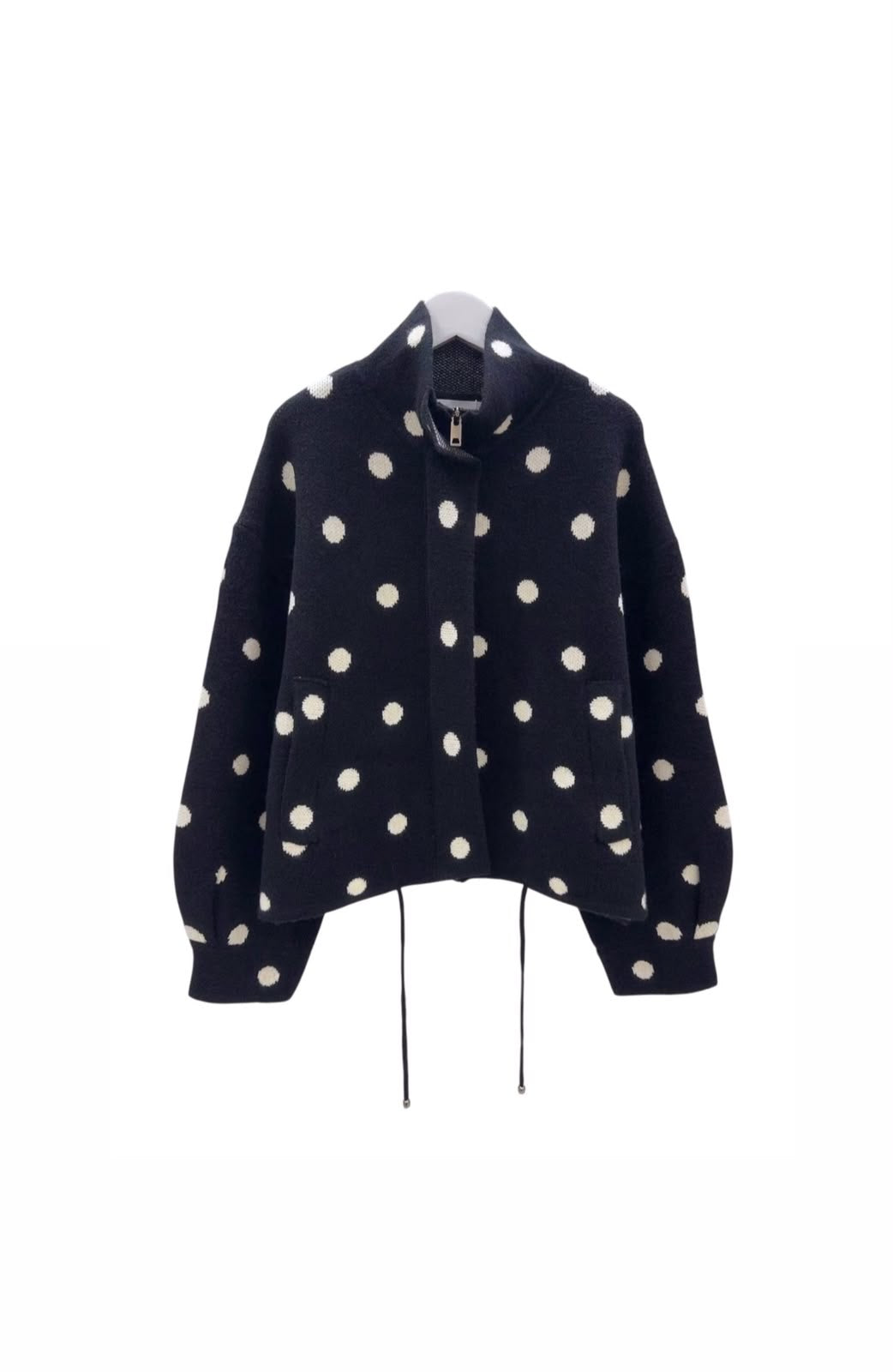 Jacket wool soft polka black