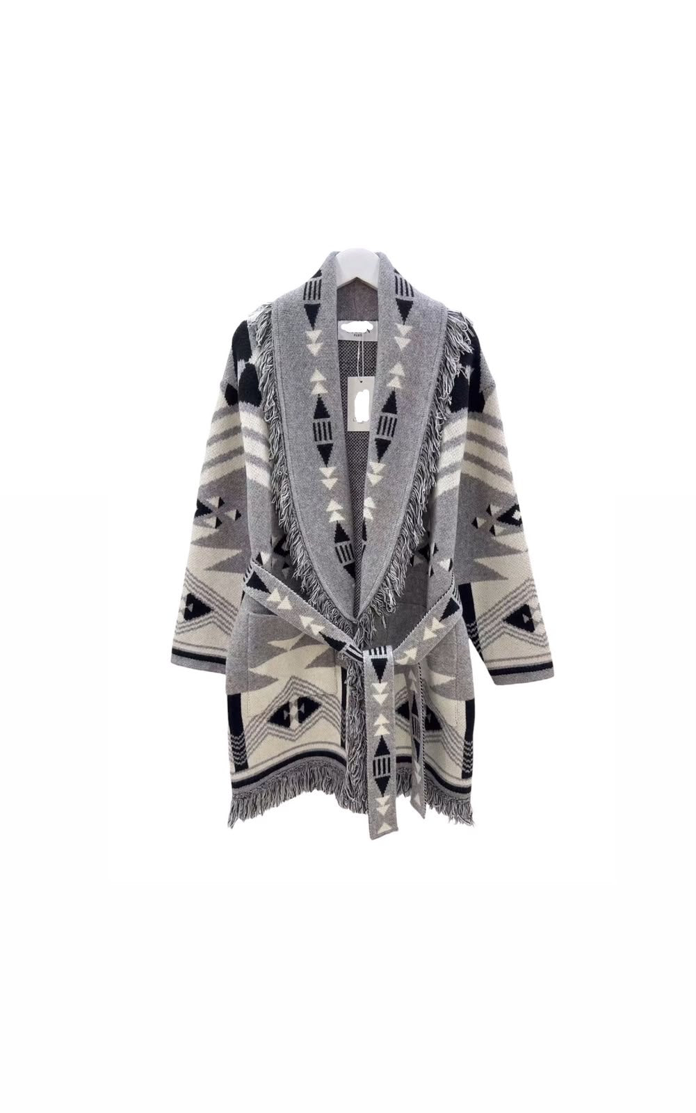 Cardigan zegzag grey light