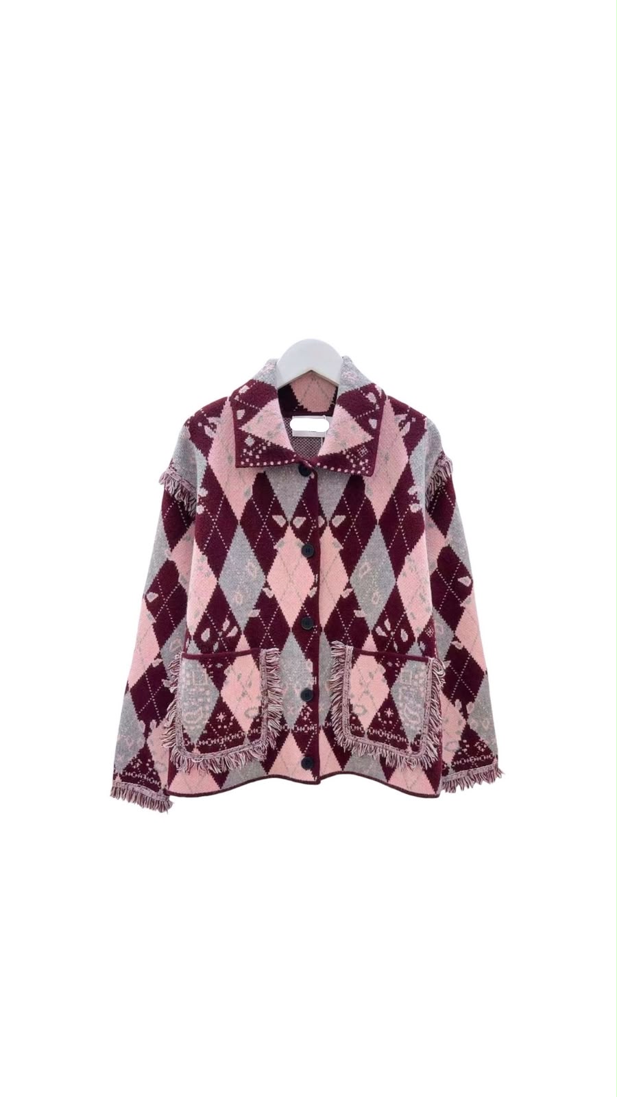 Bandana argyle burgundy rose