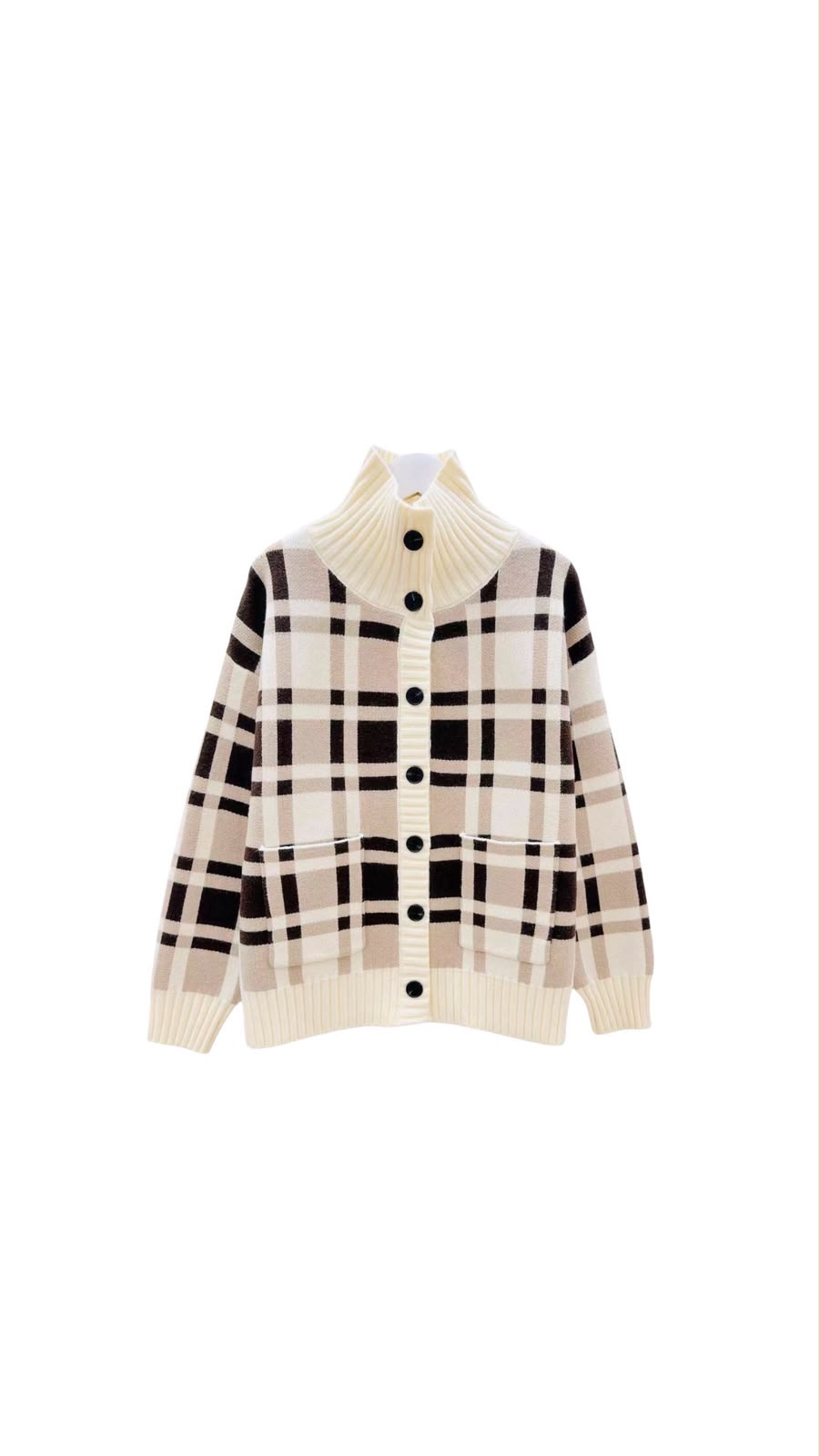 Jacket check black white