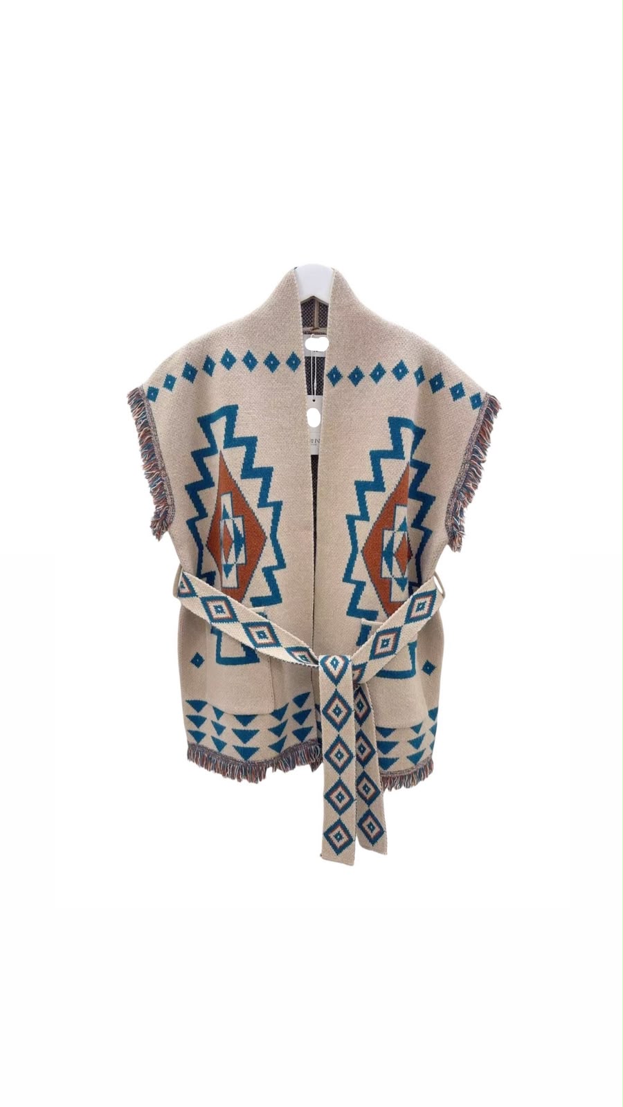 Vest zegzag beige