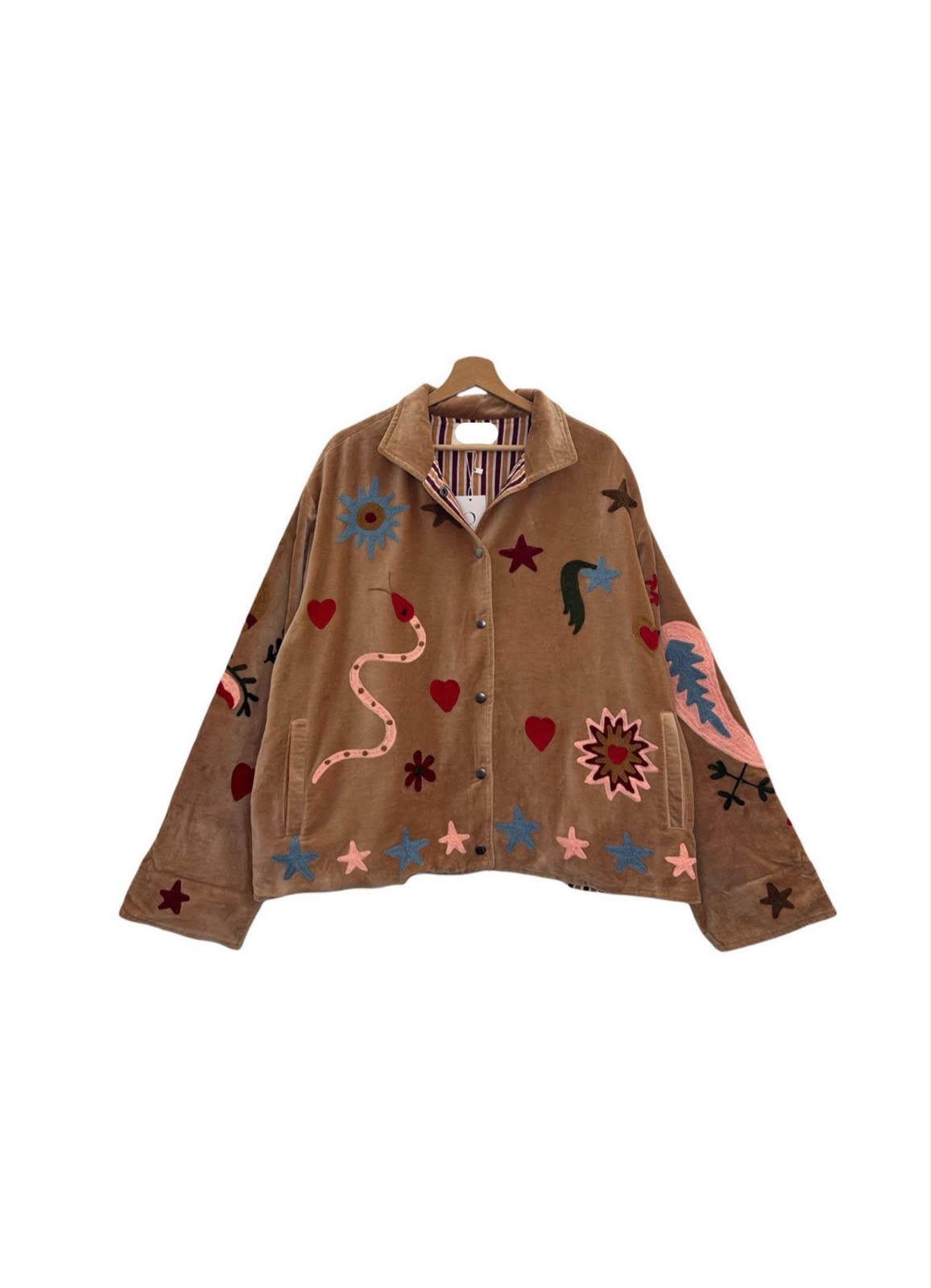 Jacket embroidered suede cafe