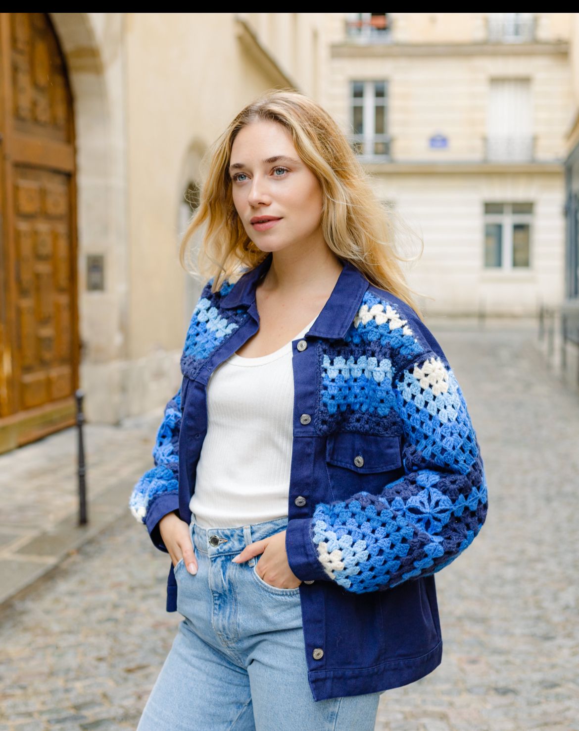 Jacket Denim Mix Crochet
