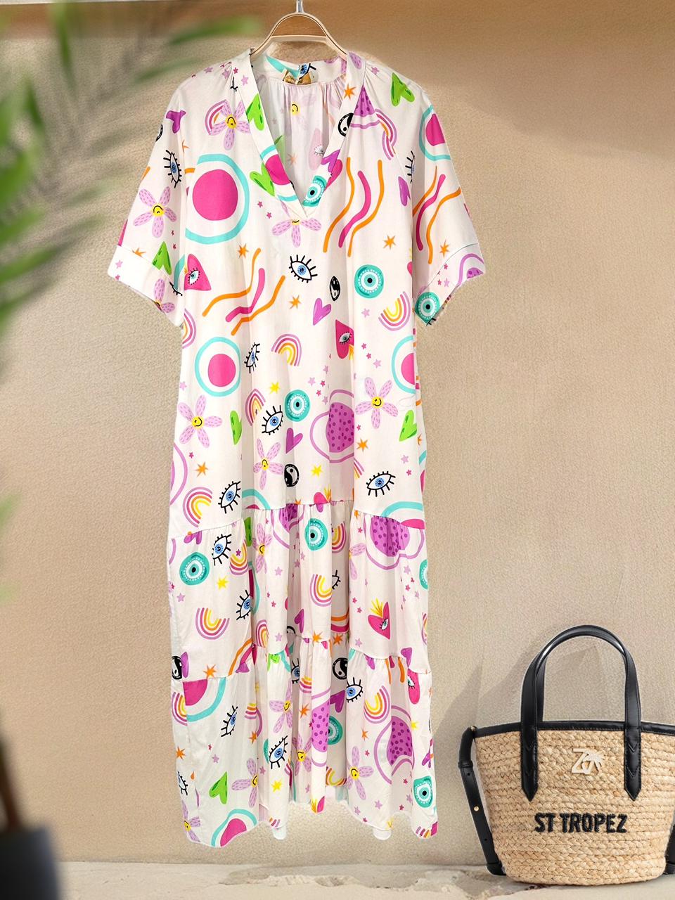 Eyes Dress Linen Pattern