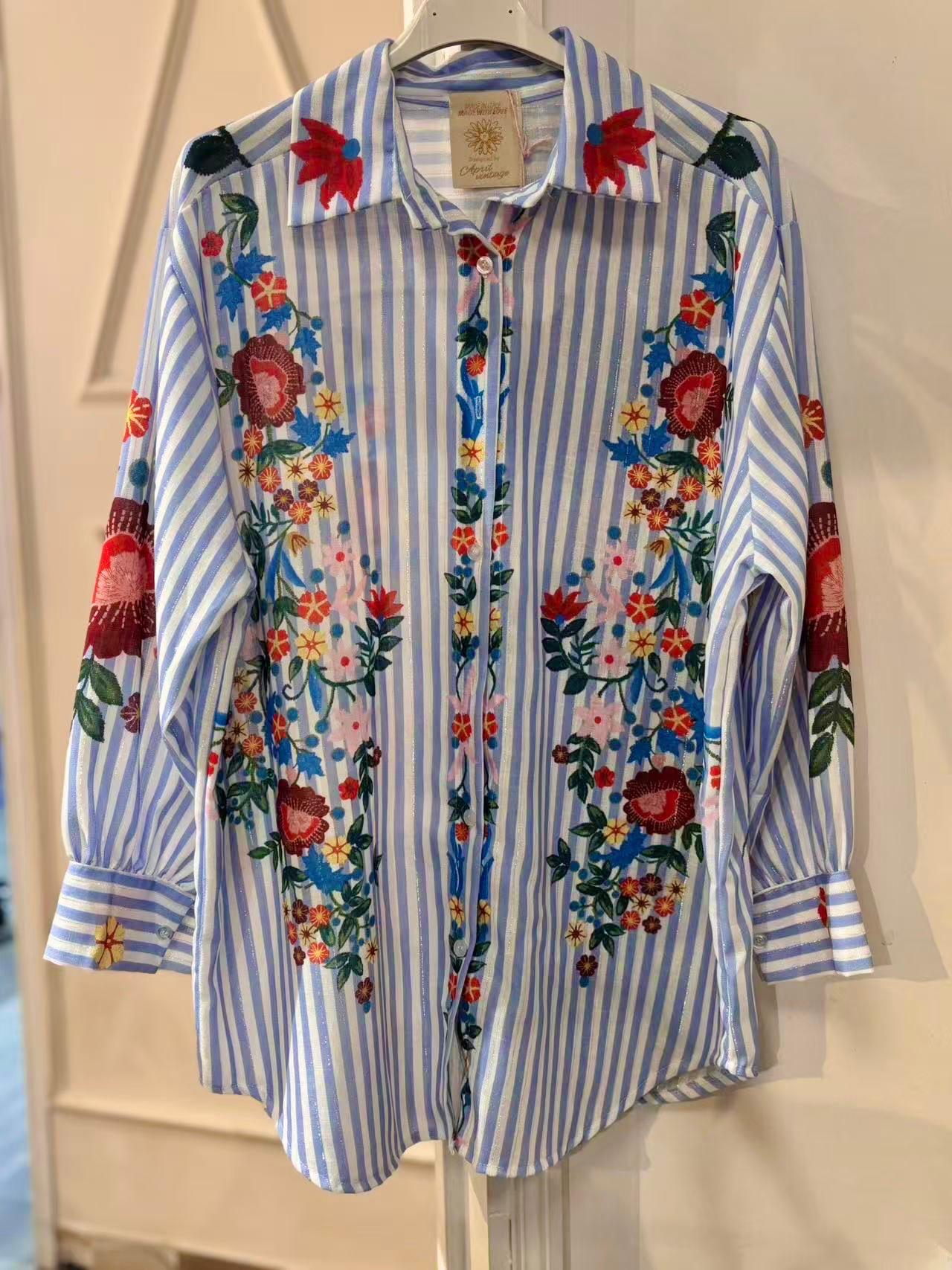 Flowers Shirt Linen Pattern