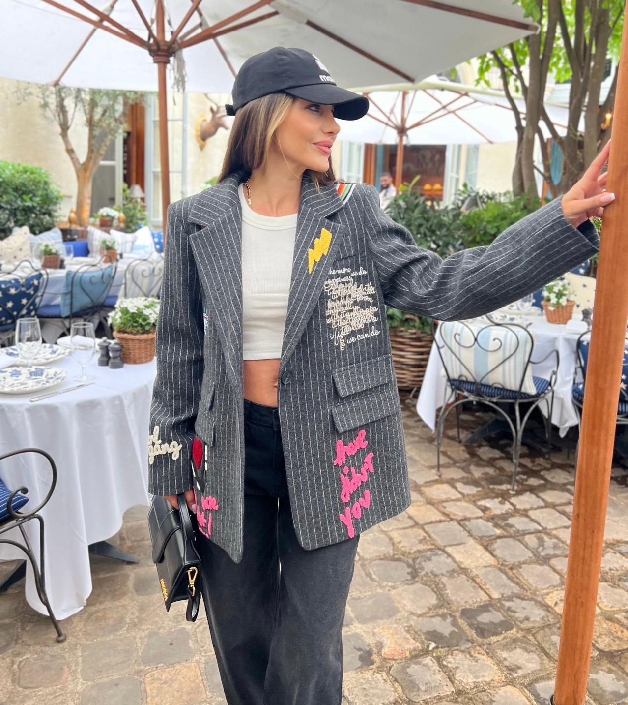 Printed Max Blazer Grey