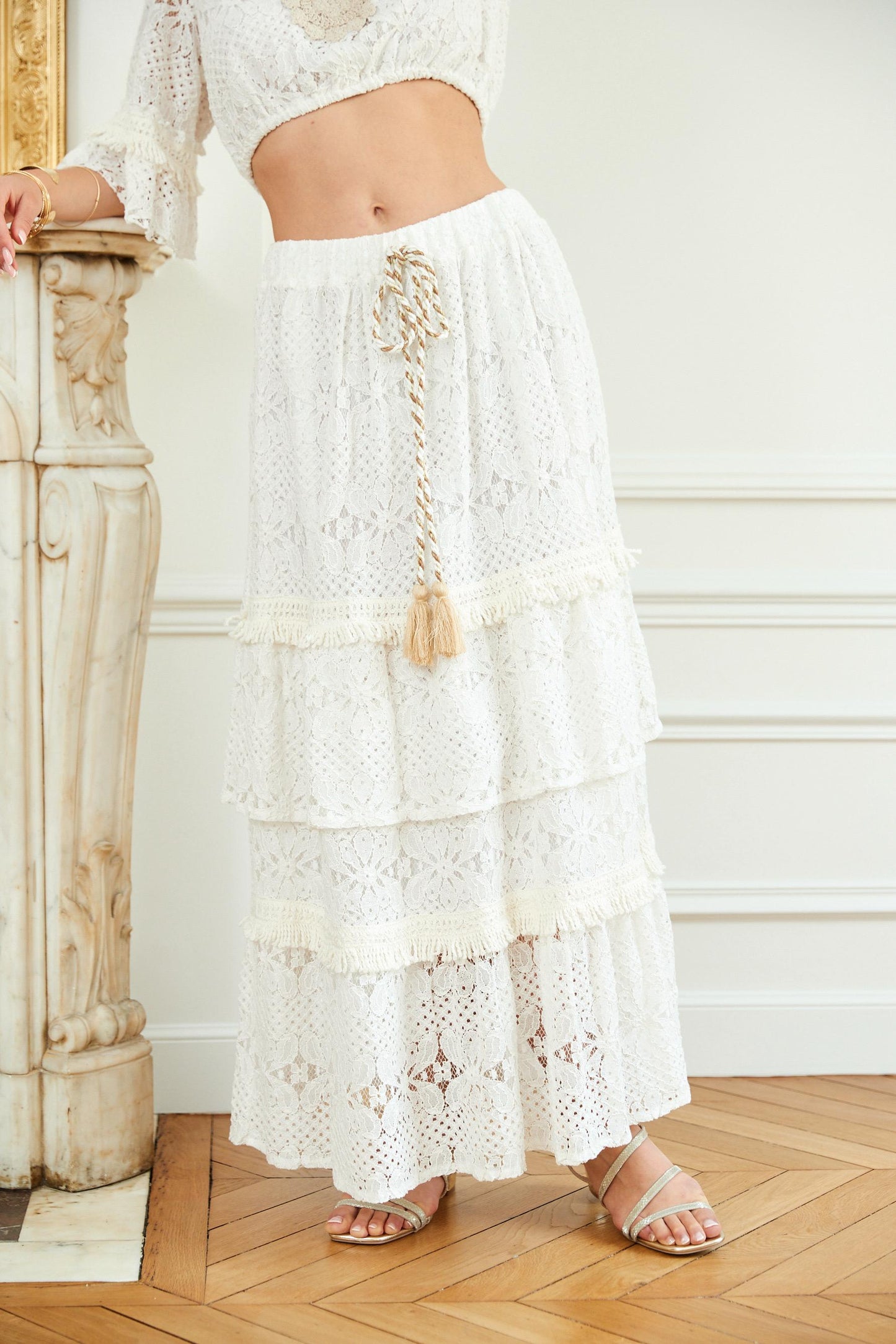 Crochet Handmade Skirt Beige