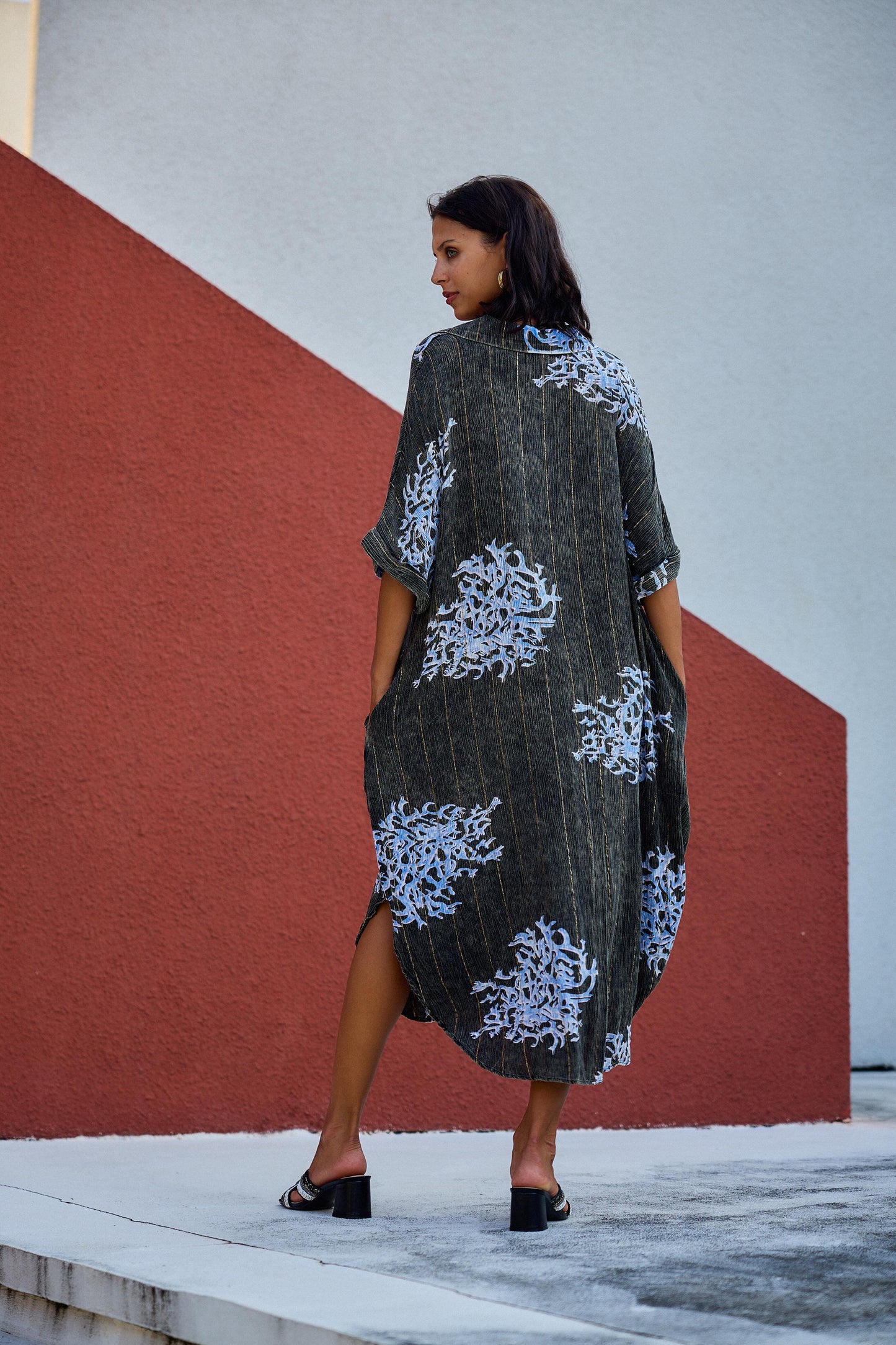 Dress Striped Blue Shell