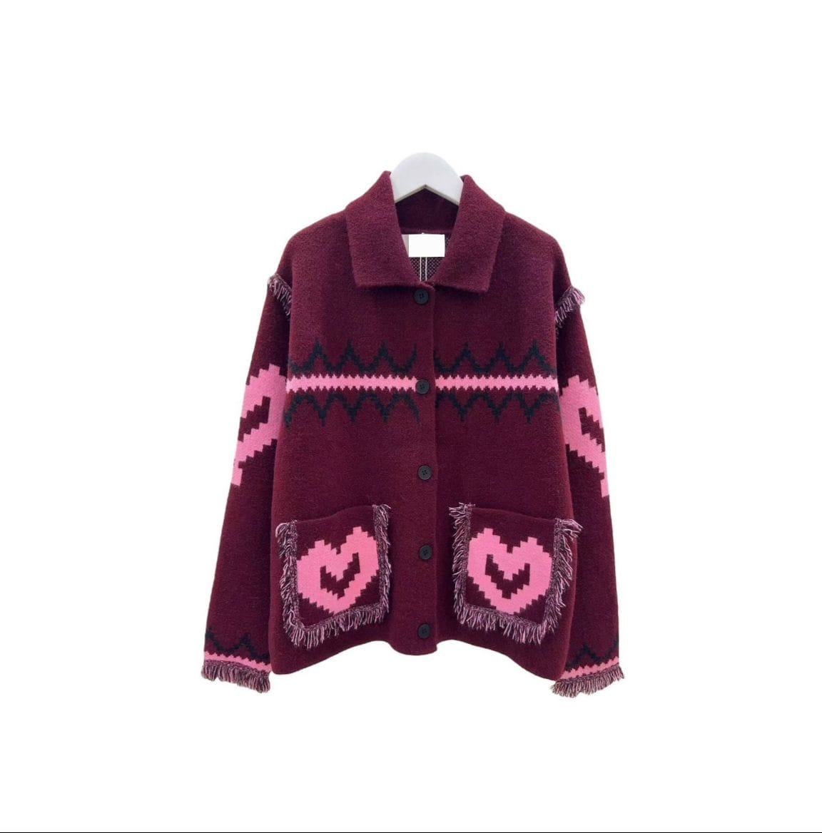 Cardigan Pink Heart Pockets