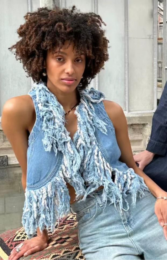 Denim Vest Fringes