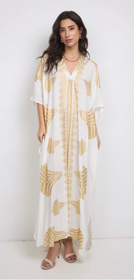Gold Print Dress