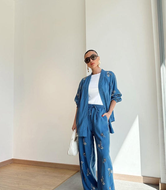 Set Blue Embroidery