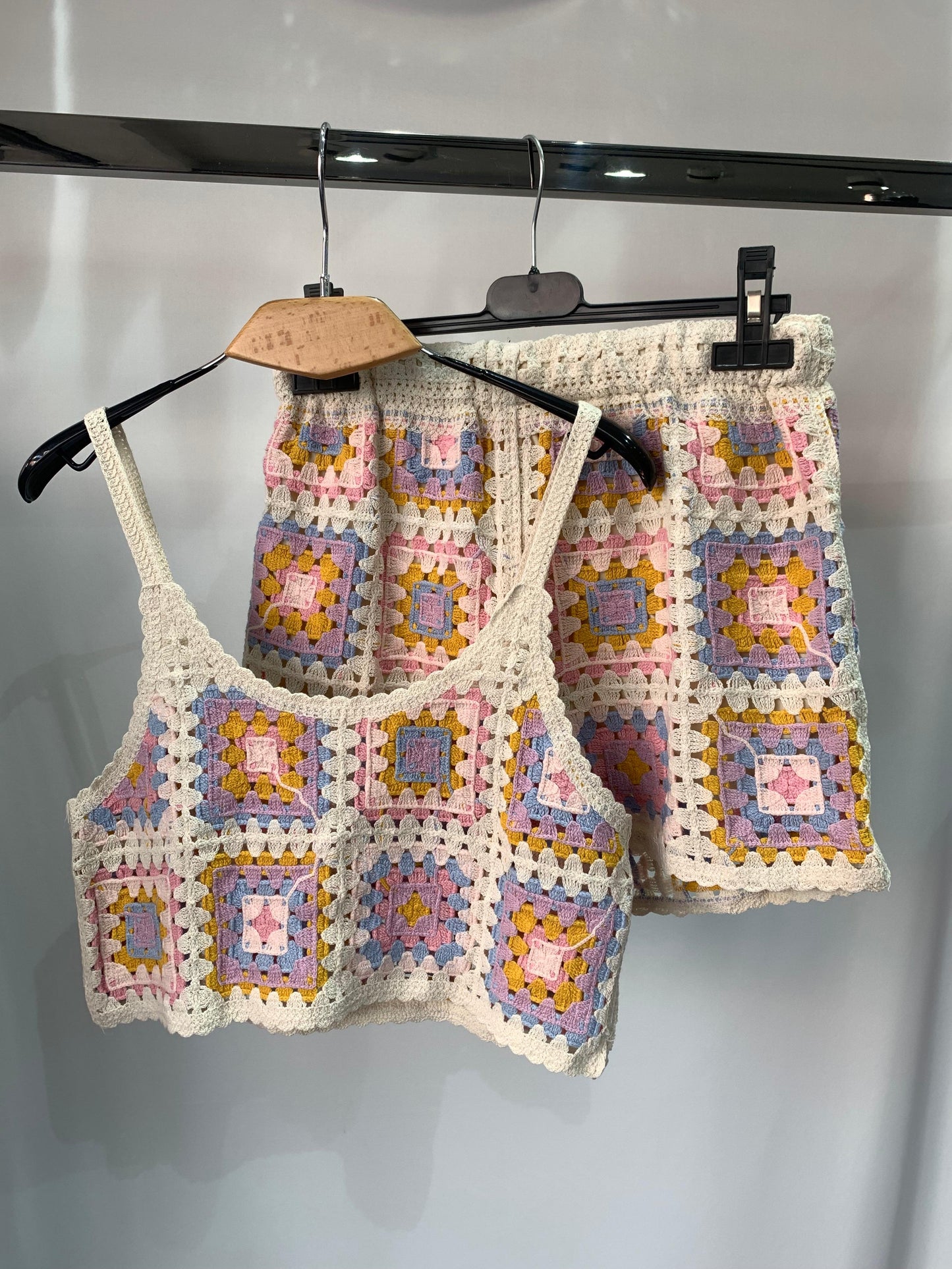 Set Crochet Rosa Purple And Pink