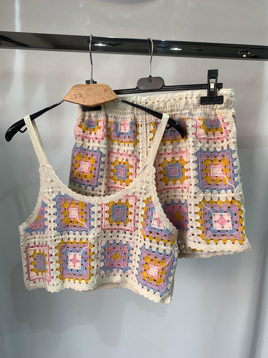 Set Crochet Rosa Purple And Pink