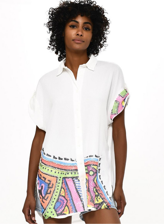 Shirt embroidery down