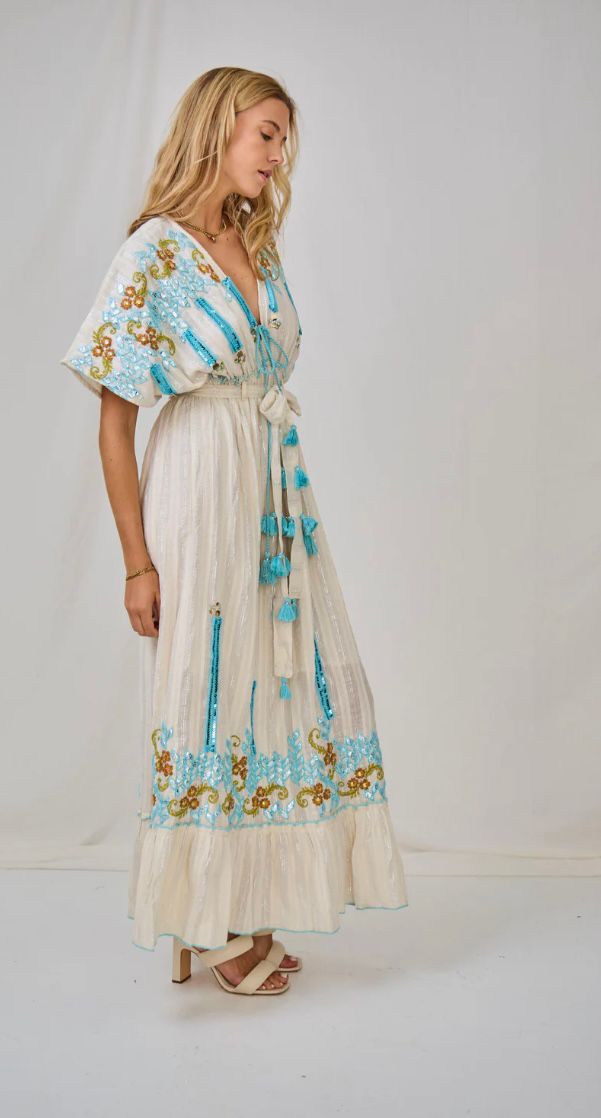 Embroidery Blue Dress LQ