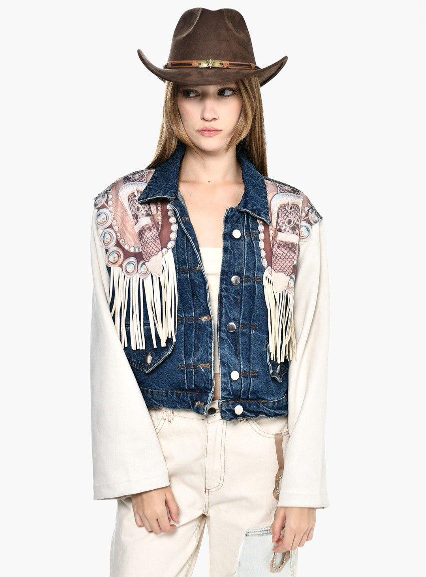 Jacket Denim Fringes Dq