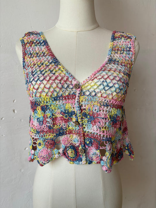 Top Handmade Crochet Rosa Multicolor