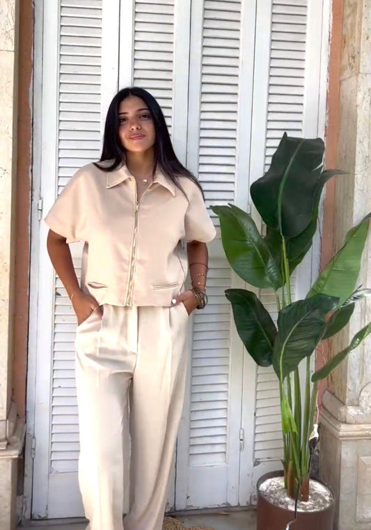 Plain Set Beige Pants