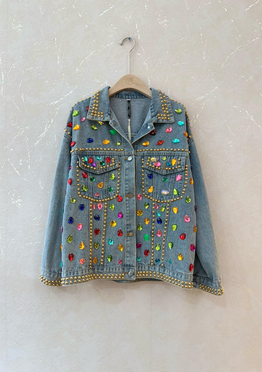 Denim Handmade Colorful Studs New Golden