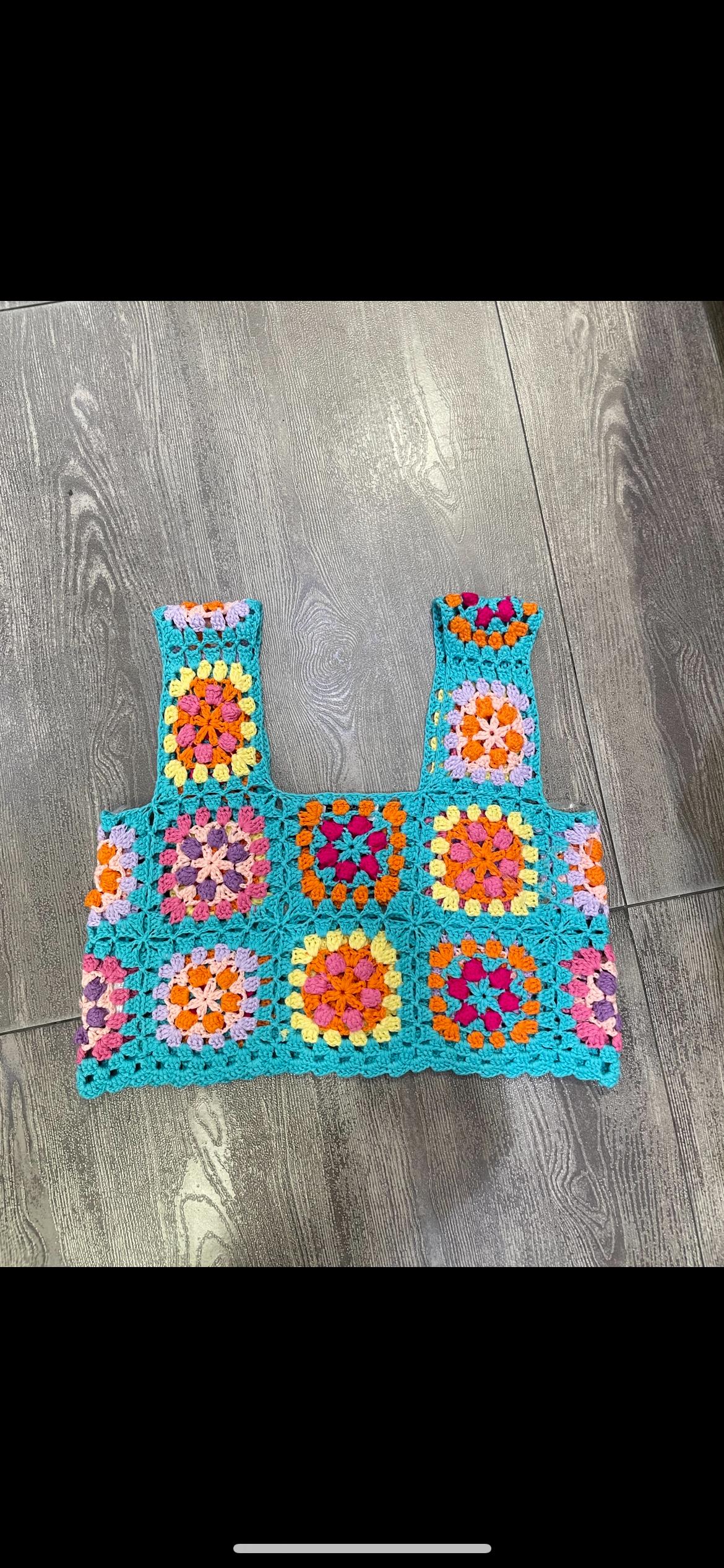 Top Handmade Crochet Rosa Multicolor Orange And Pink