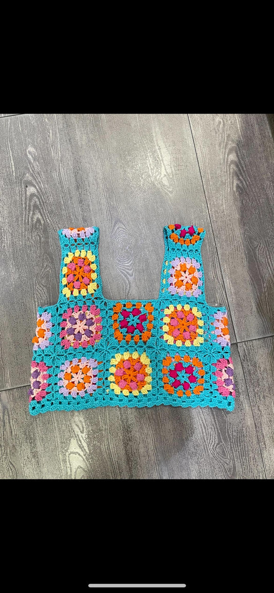 Top Handmade Crochet Rosa Multicolor Orange And Pink