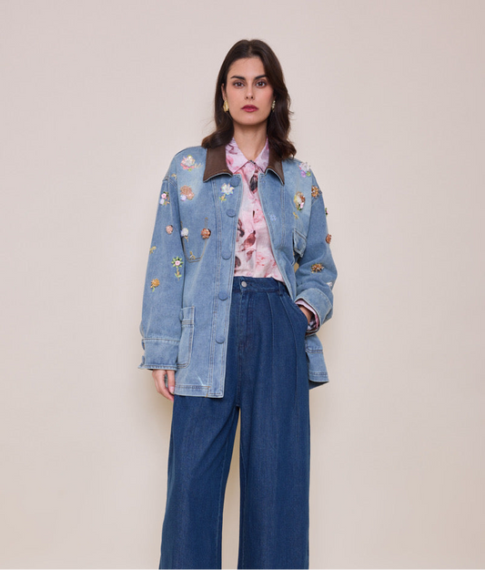 Jacket Denim Embroidery Studs