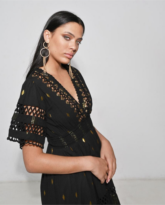 Dress black piticuti