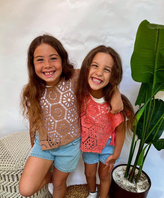 Coral Crochet Top