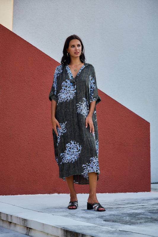 Dress Striped Blue Shell