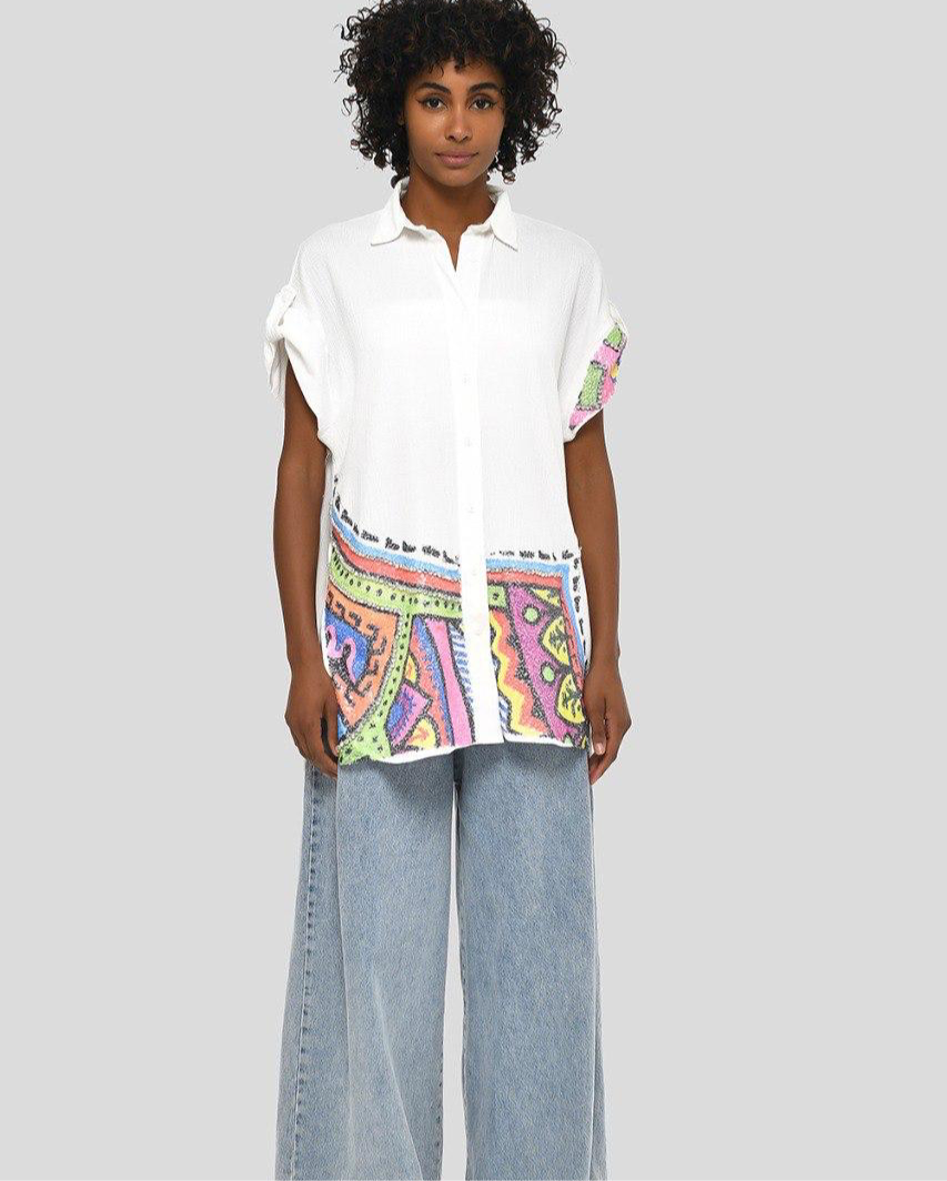 Shirt embroidery down