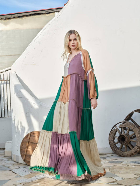 Long Dress Green Camel