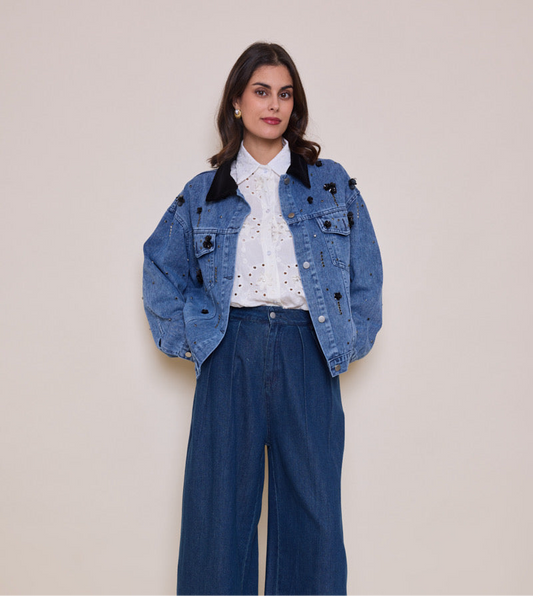 Denim Embroidered Black