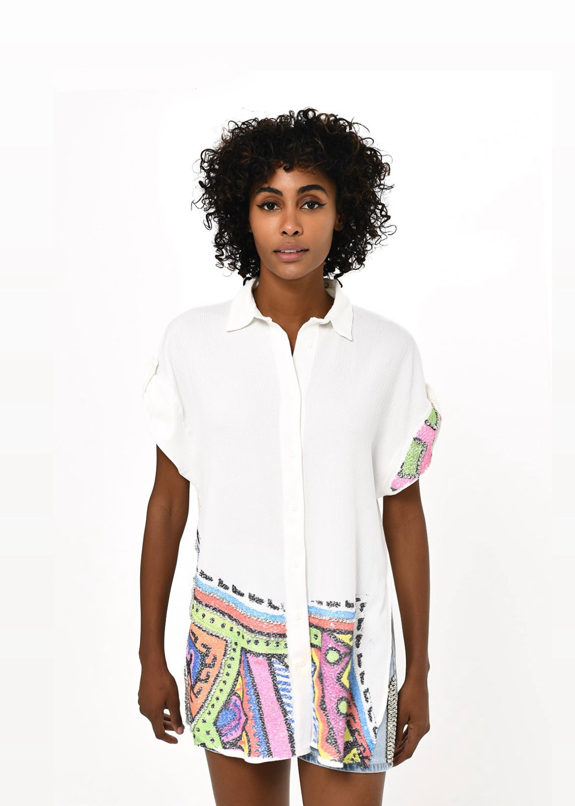 Shirt embroidery down