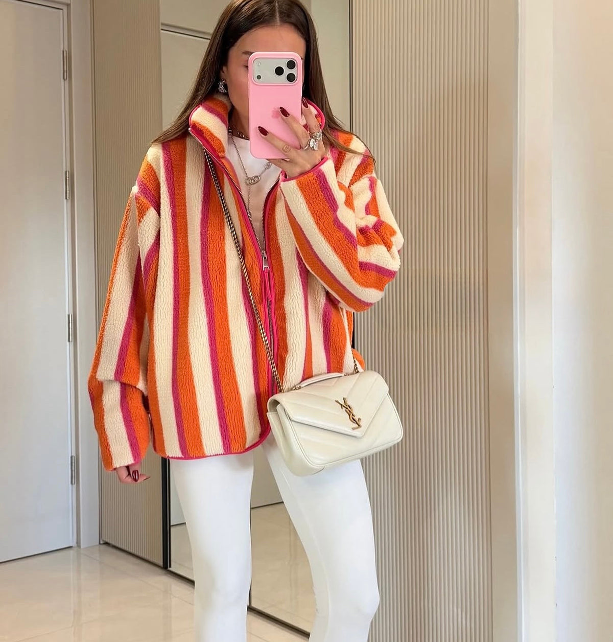 Jacket teddy stripe multicolor