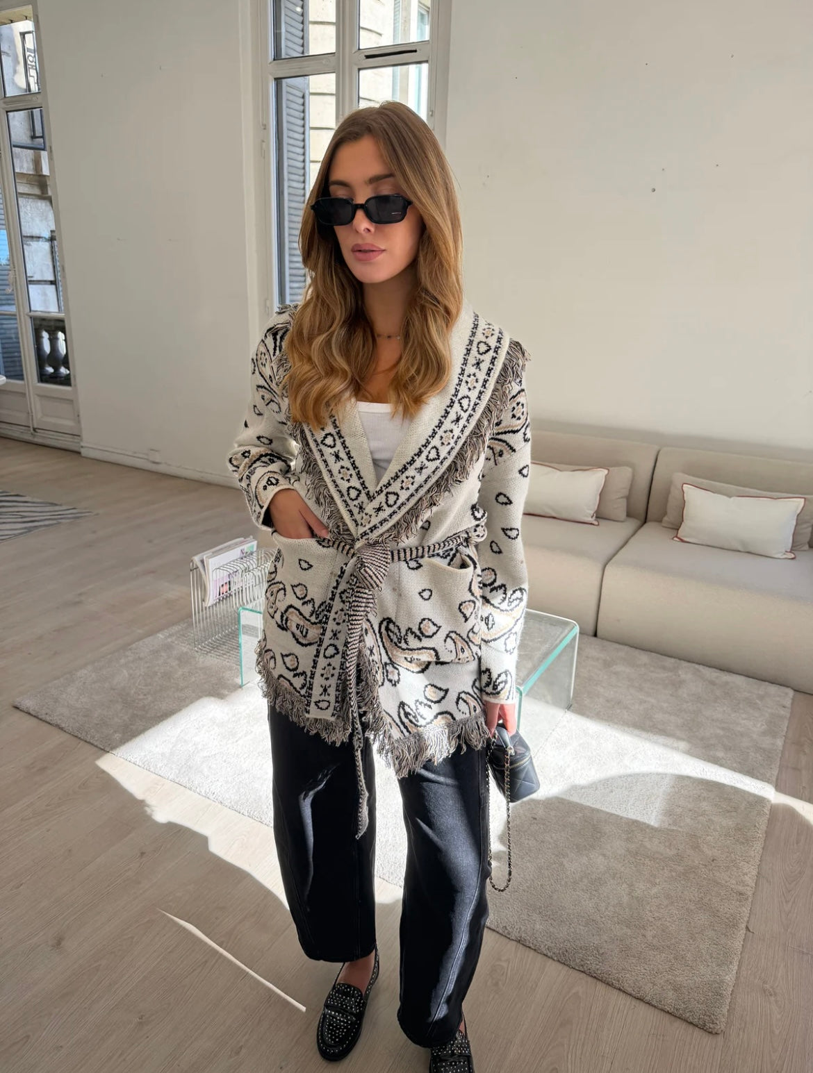 Bandana cardigan offwhite