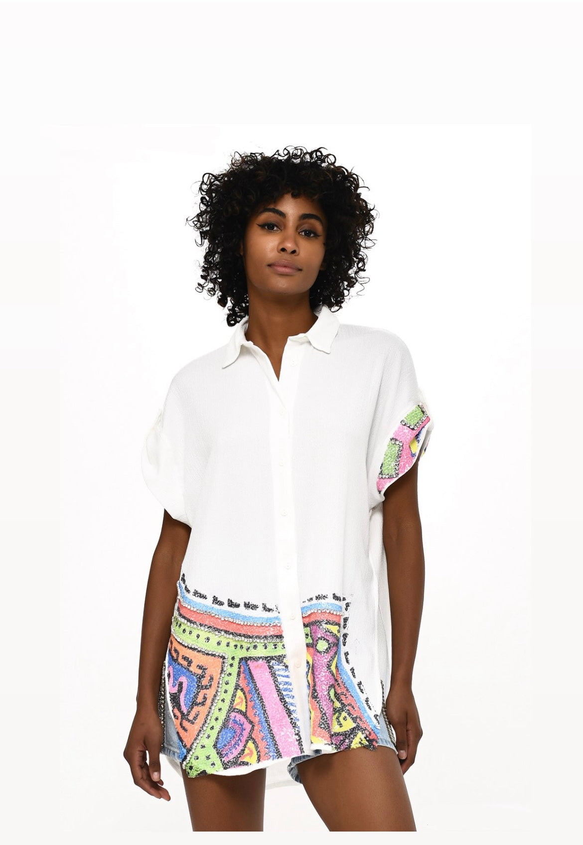 Shirt embroidery down