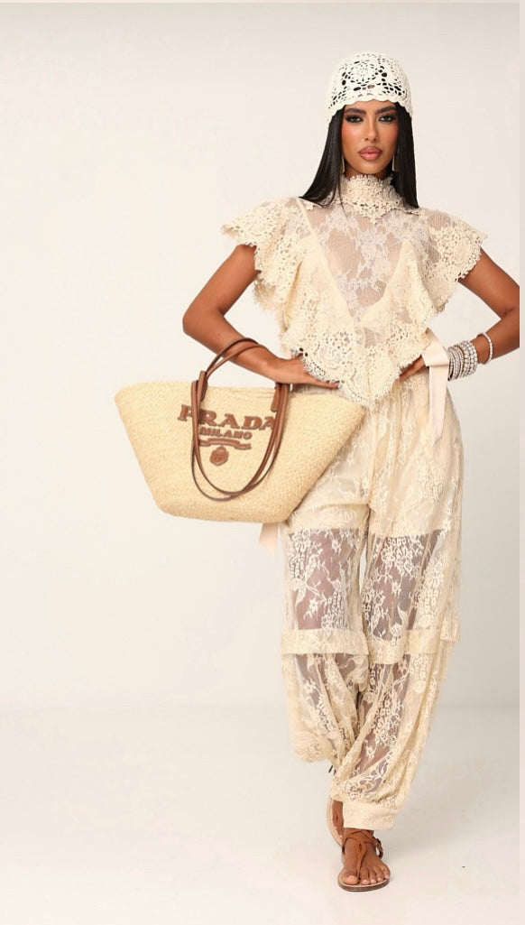 Set lace sleeveless off white