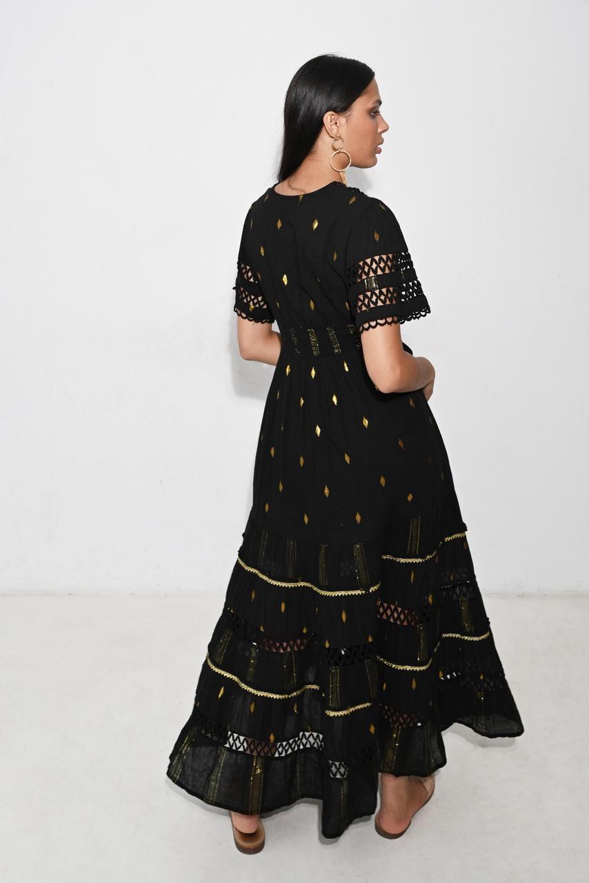 Dress black piticuti