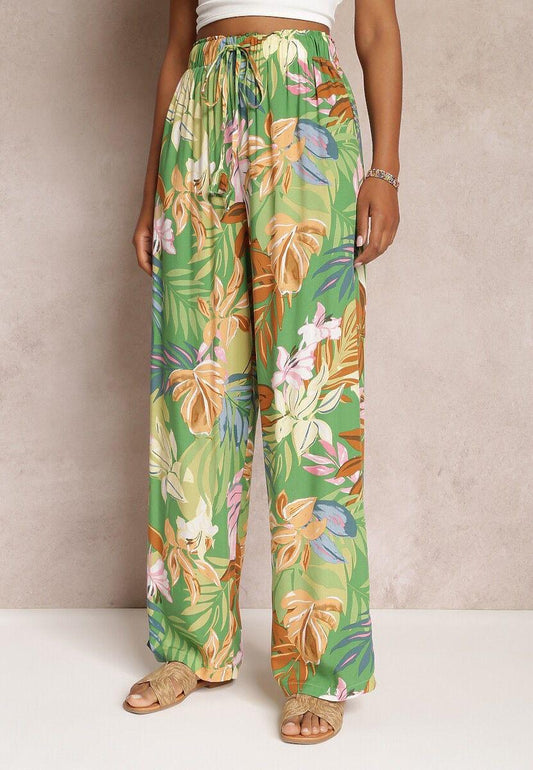 Floral pants green