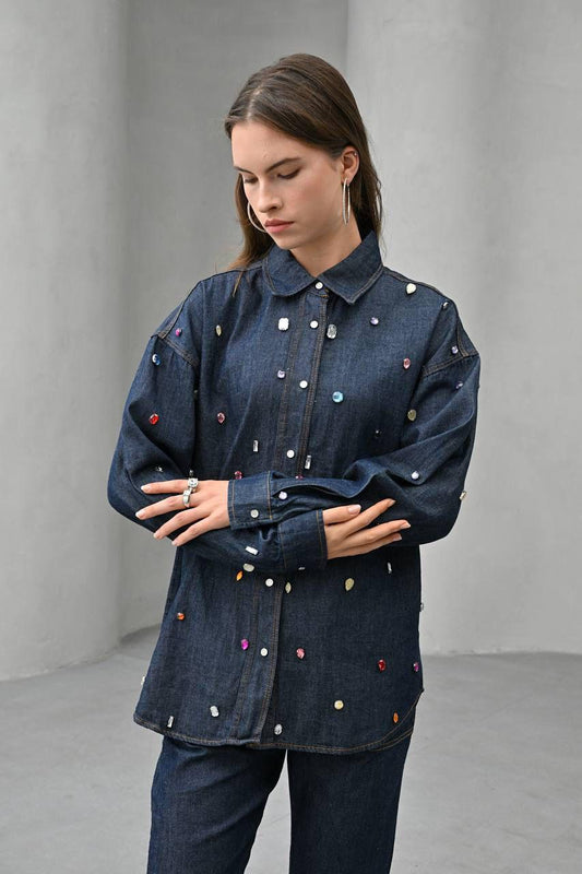 Set denim studs